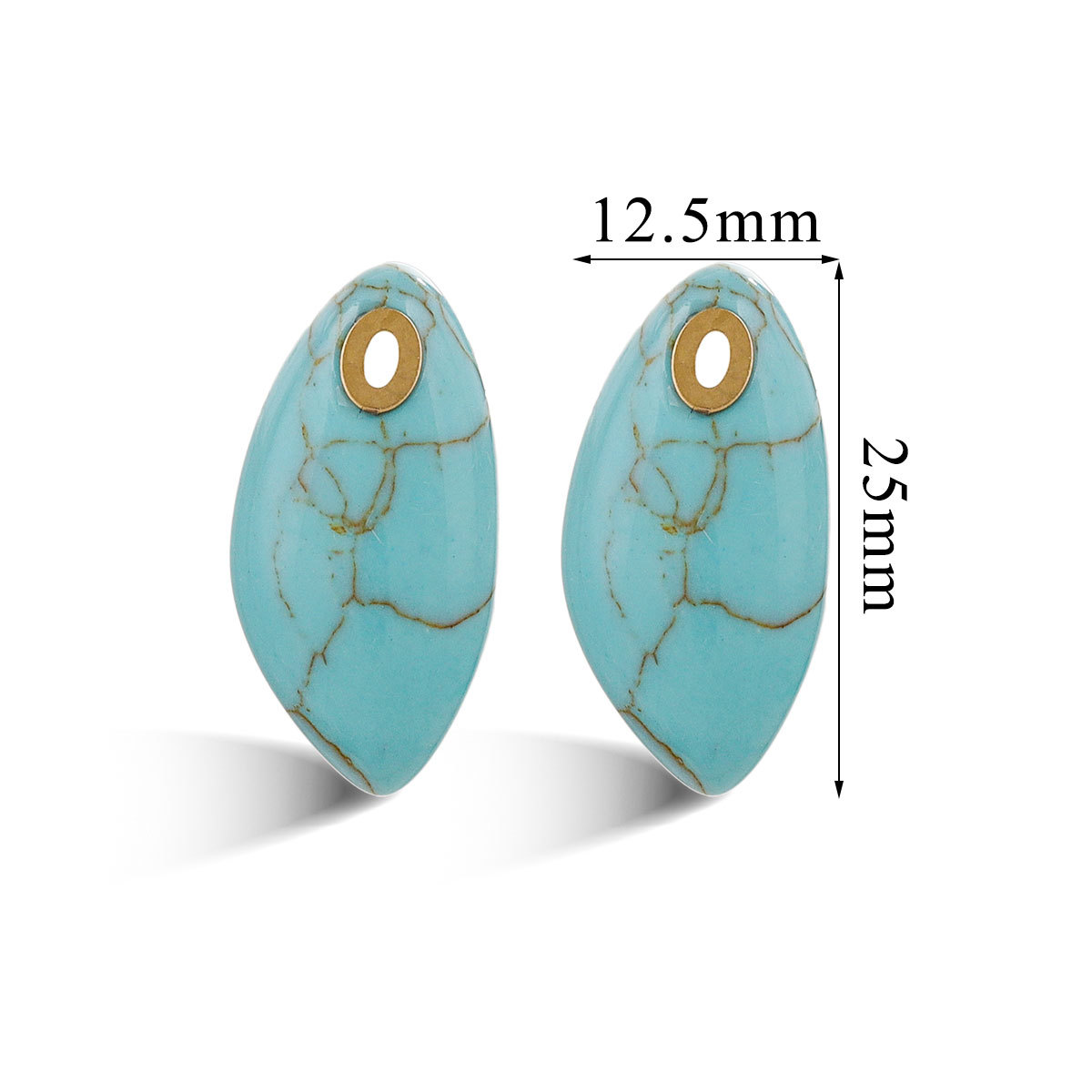 Europa y los Estados Unidos piedra natural polvo cristal turquesa acero inoxidable titanio elíptico pequeño colgante DIY accesorios de collar