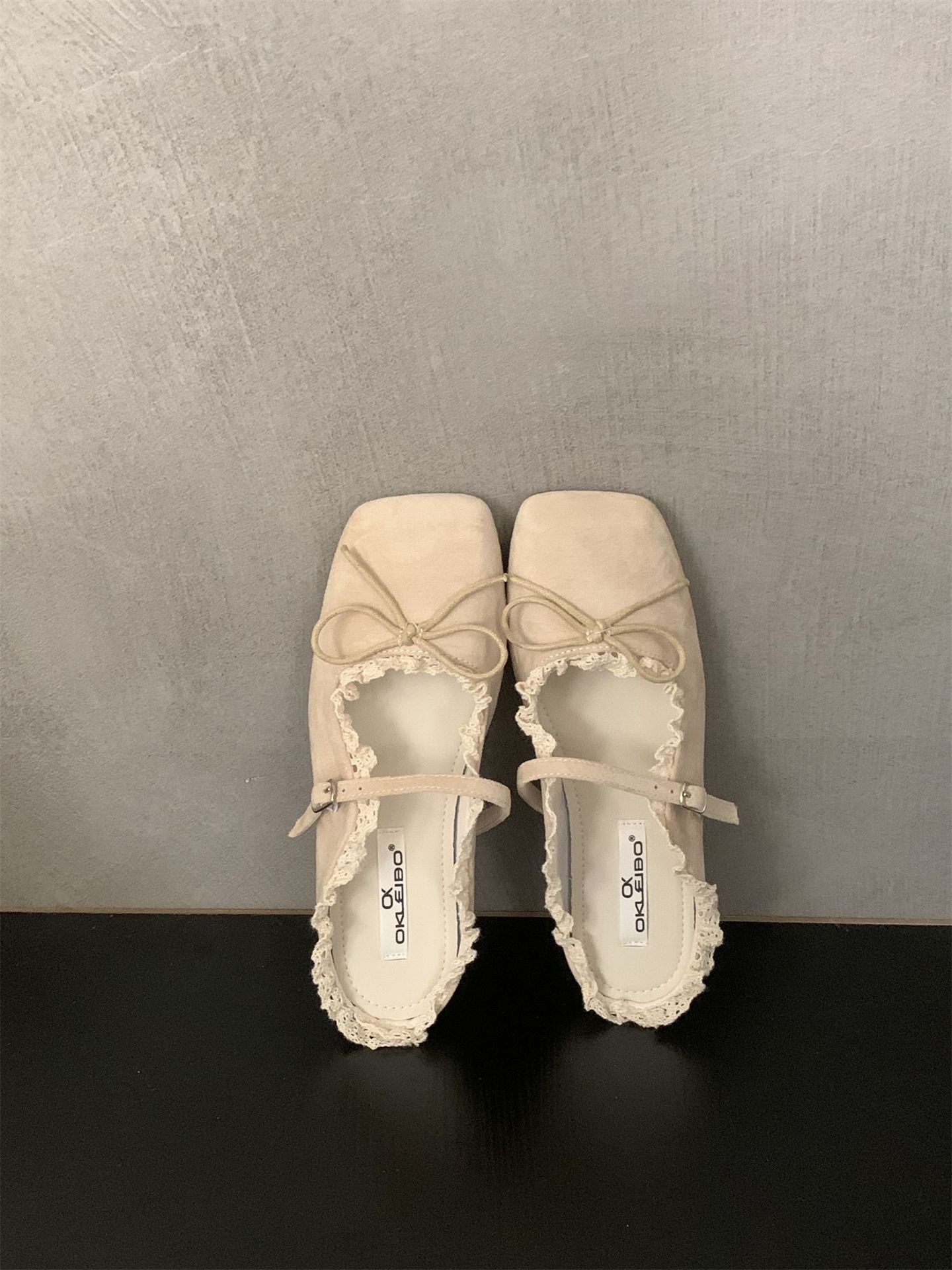 Zapatos de mujer de noche suave plano francés Mary Jane semi-pantuflas Zapatos individuales con lazo Zapatos de ballet azul retro de primavera y verano