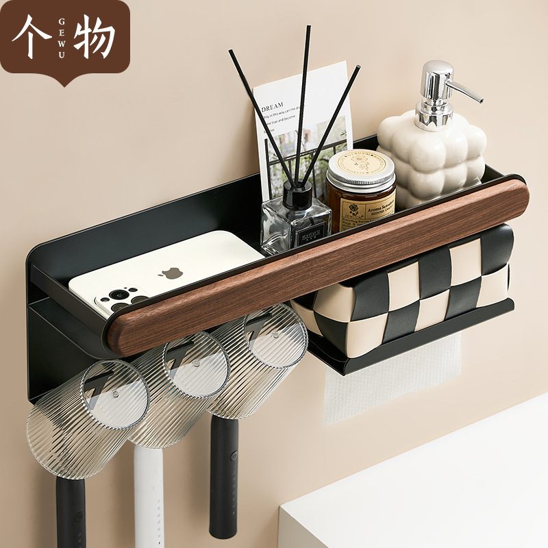 個物胡桃木歯ブラシ棚壁掛け式トイレ電動歯ブラシカップ歯磨き収納うがいラック|undefined