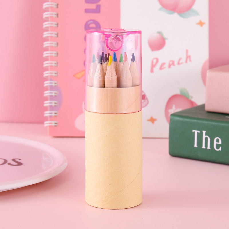 Transfronterizos 12 lápiz de color lápiz de madera con lápiz de lápiz de papel de escritorio estudiantes DIY relleno de graffiti pincel