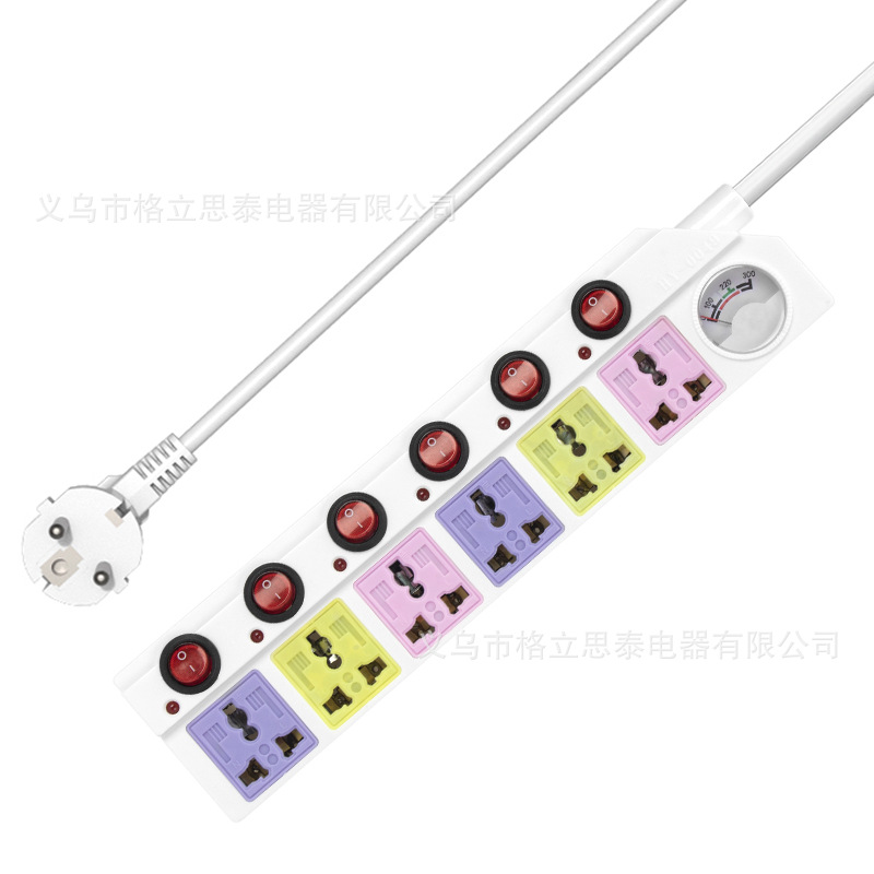 厂家供应排插带安全门多孔拖线板插板彩色批发家用多功能外贸插座