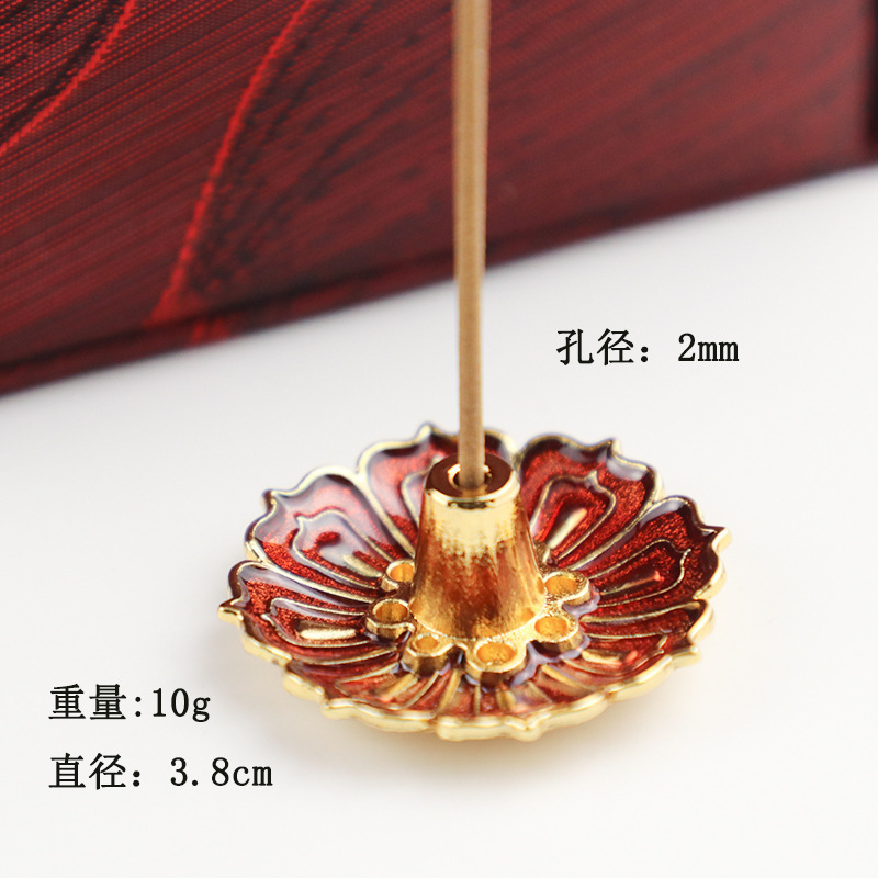 合金线香炉复古珐琅莲花香插如意香插香插盘香香座檀香摆件香薰炉|undefined