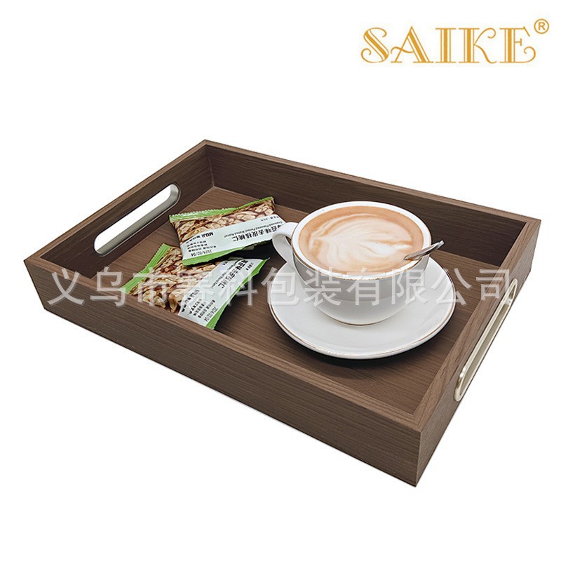 现货批发黑胡桃纹木质小号家居收纳托盘家用茶水茶具托盘起居餐盘
