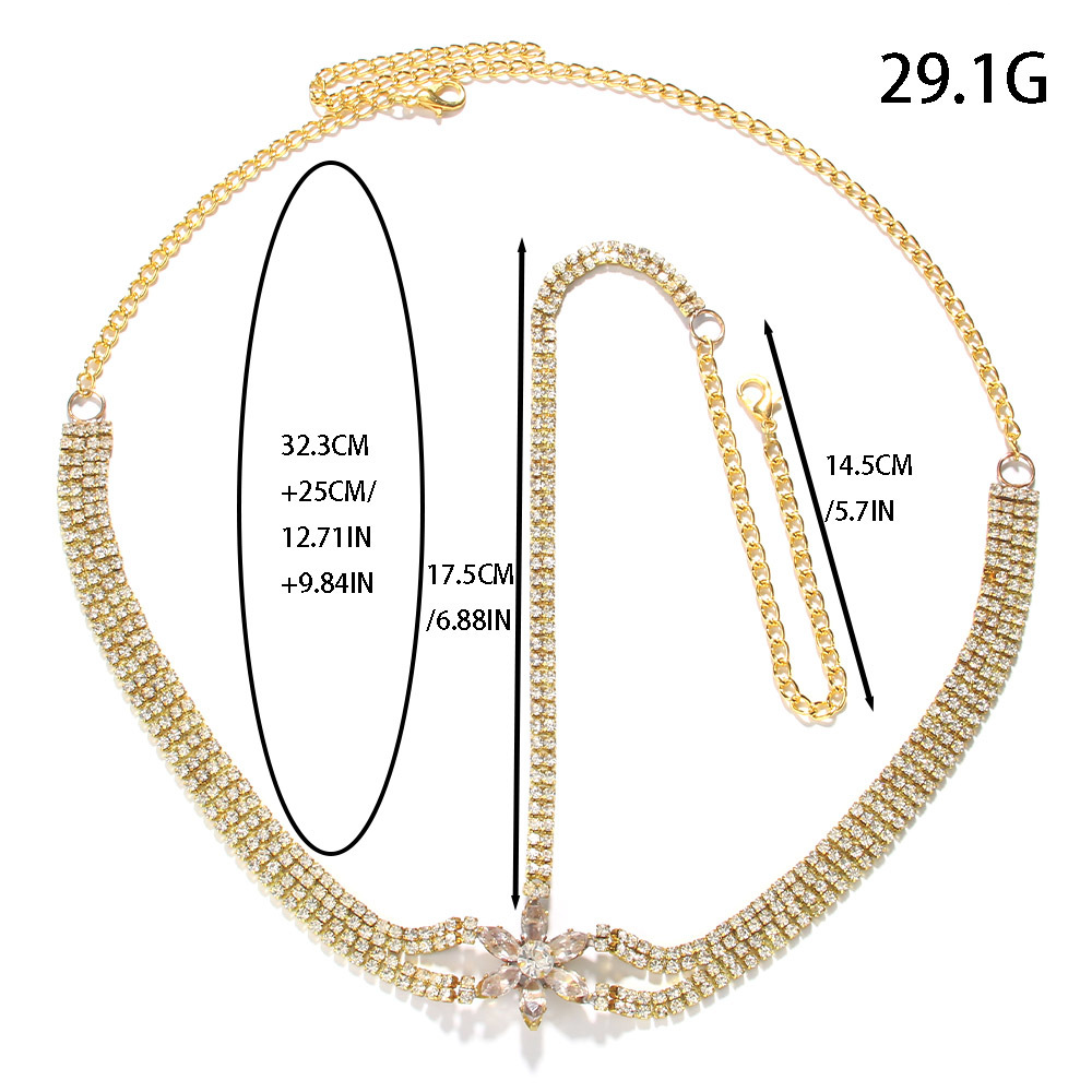 simple flower headdress bridal temperament headband rhinestone head chain hair accessories stage accessories Hair chain_voghion.com