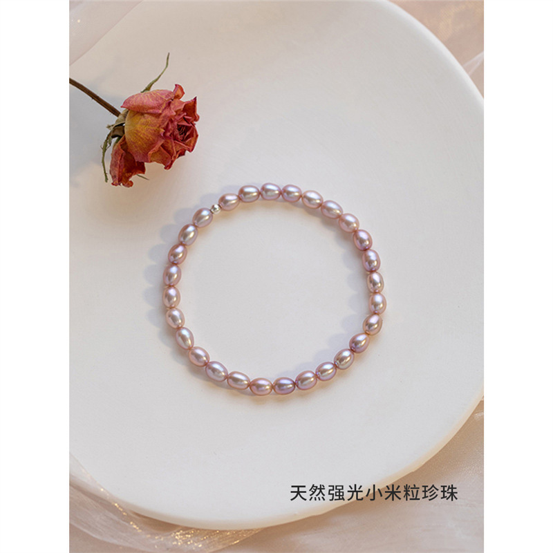 天然淡水珍珠手鍊女小米珠彈力繩手鍊女不掉色簡約輕奢小眾仙氣風