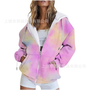 2025 Export Cross-Border Amazon Autum New 3D Digital Printing Women's Daily Casual Hooded Zipper Sweatshirt