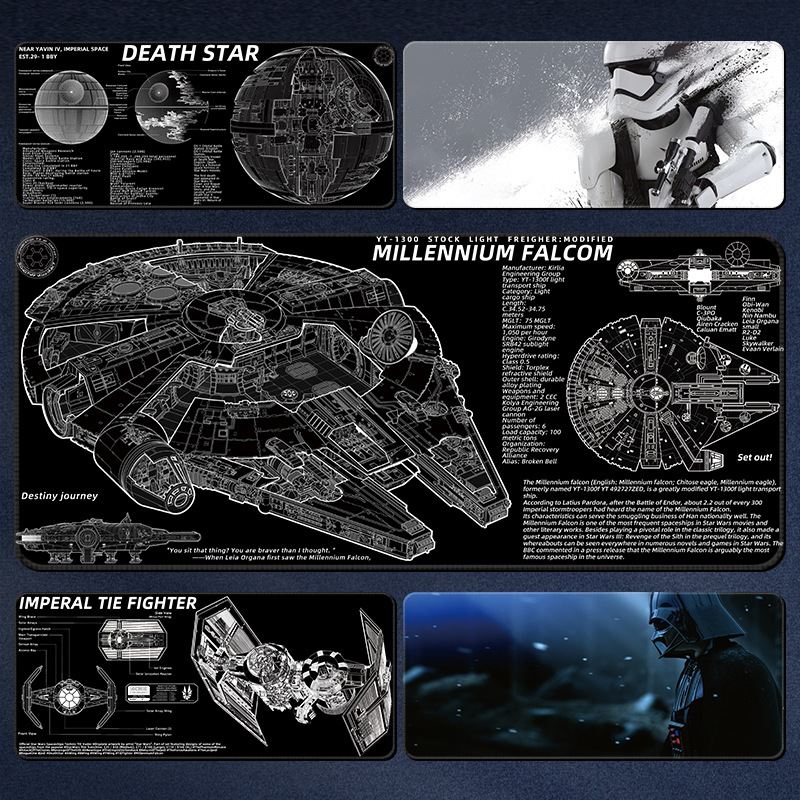 스타 워즈 마우스 패드 대형 스타 워즈 스카이 워커 상승 사무실 게임용 컴퓨터 키보드 데스크 매트