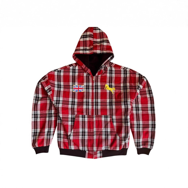 European and American Autumn Hooded Sports Printed Sweatshirt Printed Sweatshirt Jacket Y2K Streetwear National Flag Wide