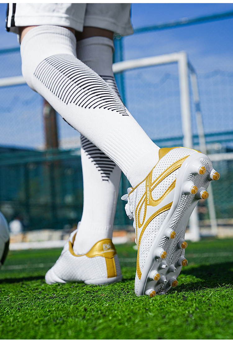Summer New Children's Football With TF Spikes, Rotary Buckle, No-lace Design, Breathable Grass Training Shoes For Boys_desvips.com