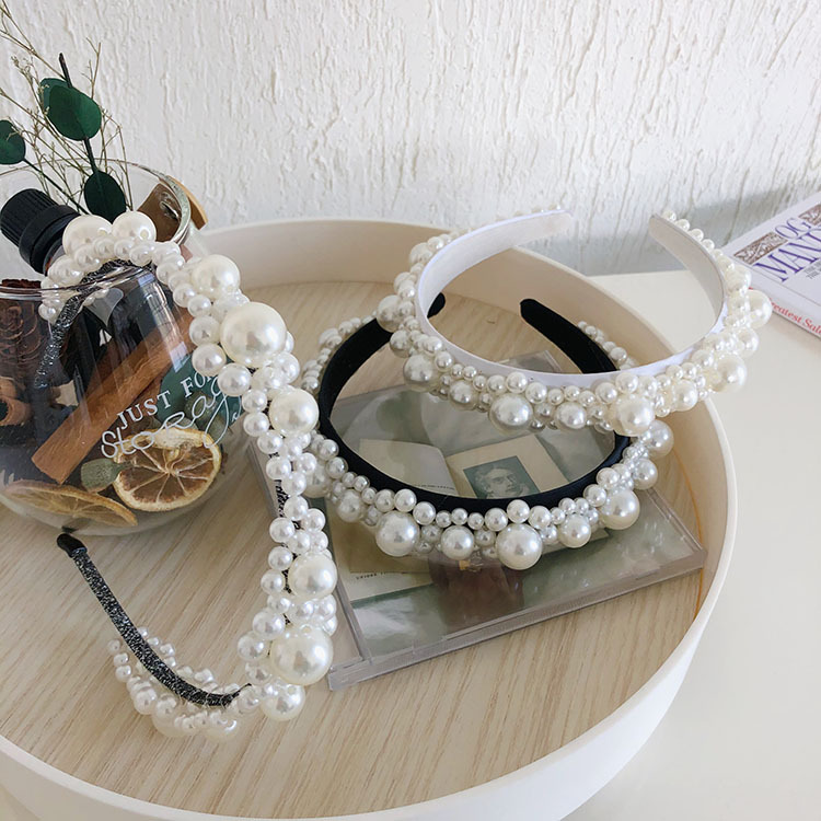 Korean New Fashion Pearl Flower Headband display picture 6