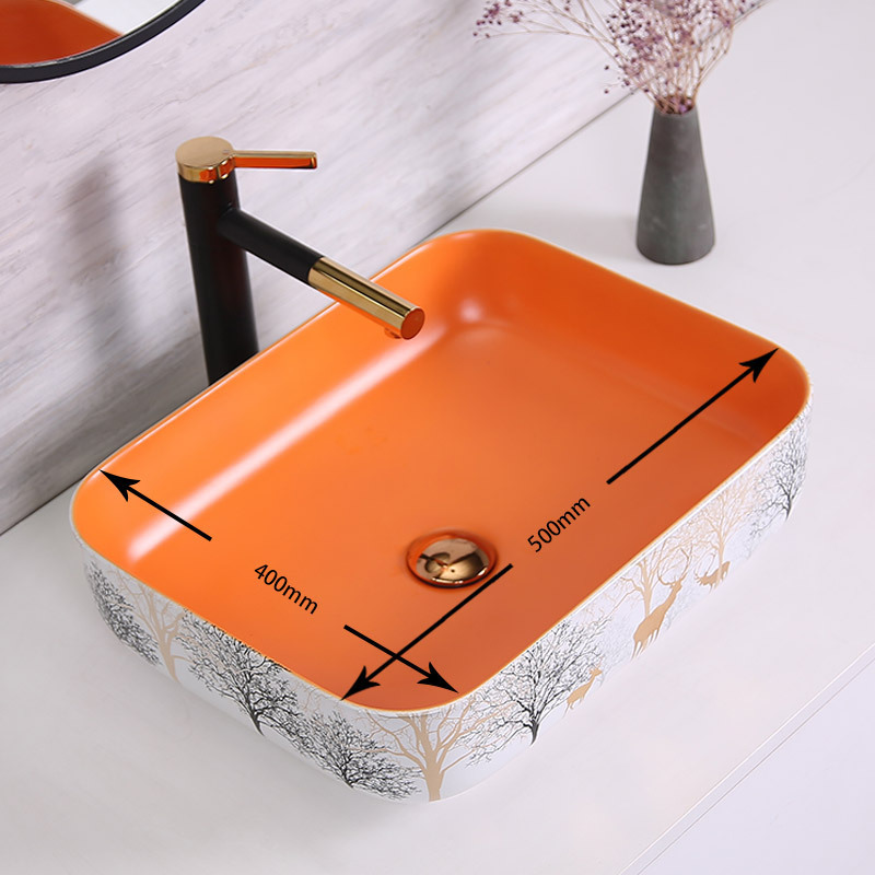 lavabo de cerámica doméstica de color lavabo artístico de hotel balcón cuadrado redondo lavabo de mesa