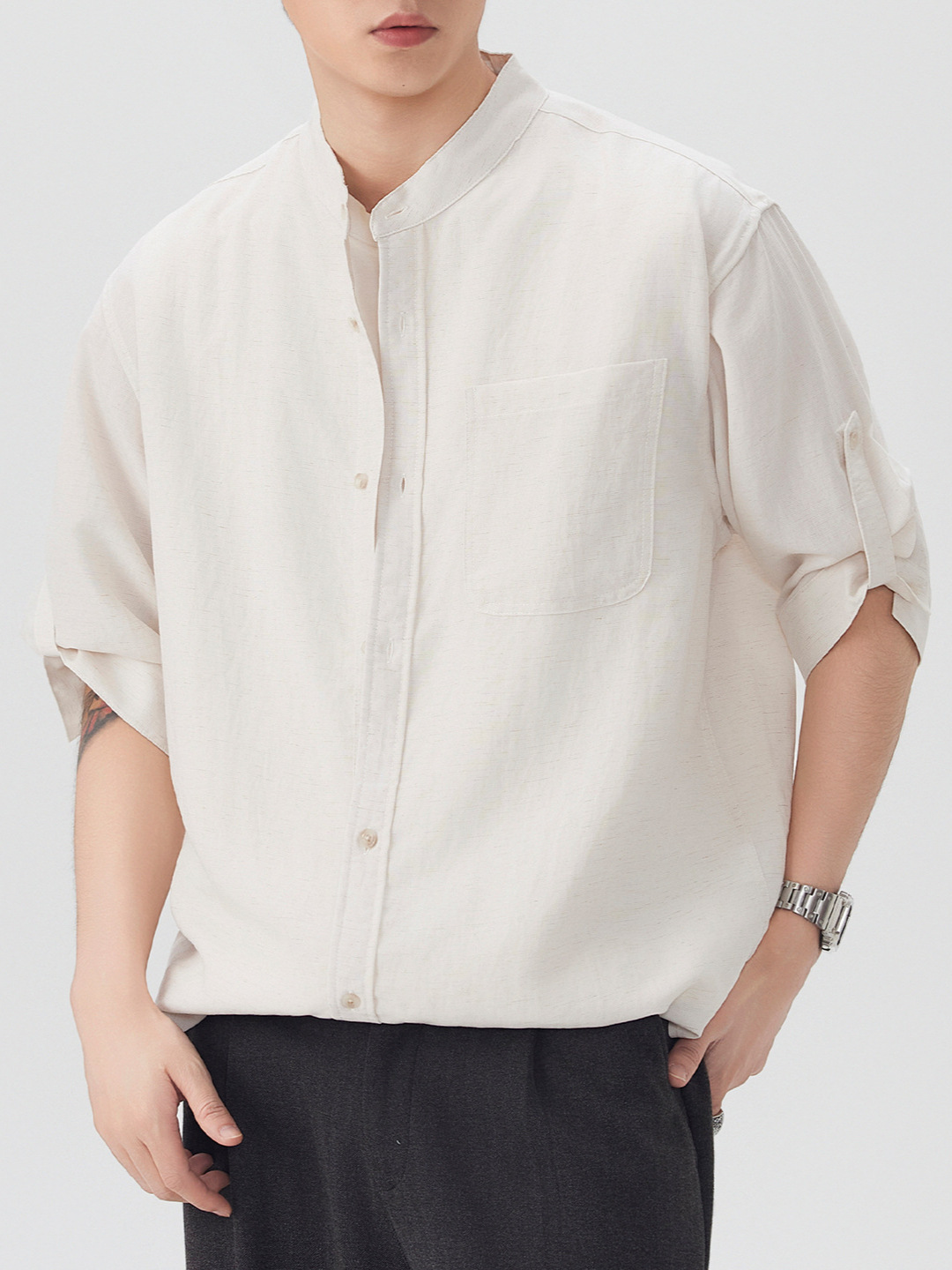 Trend solid color summer breathable shirt