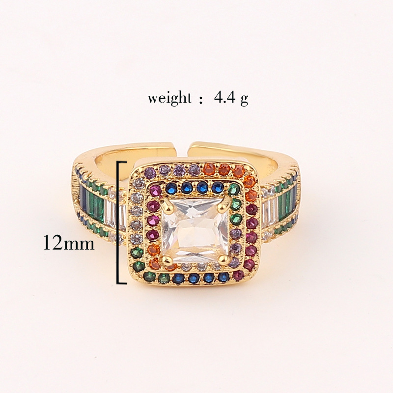 Fashion Geometric Heart Shape Flower Copper Open Ring Inlaid Zircon Copper Rings