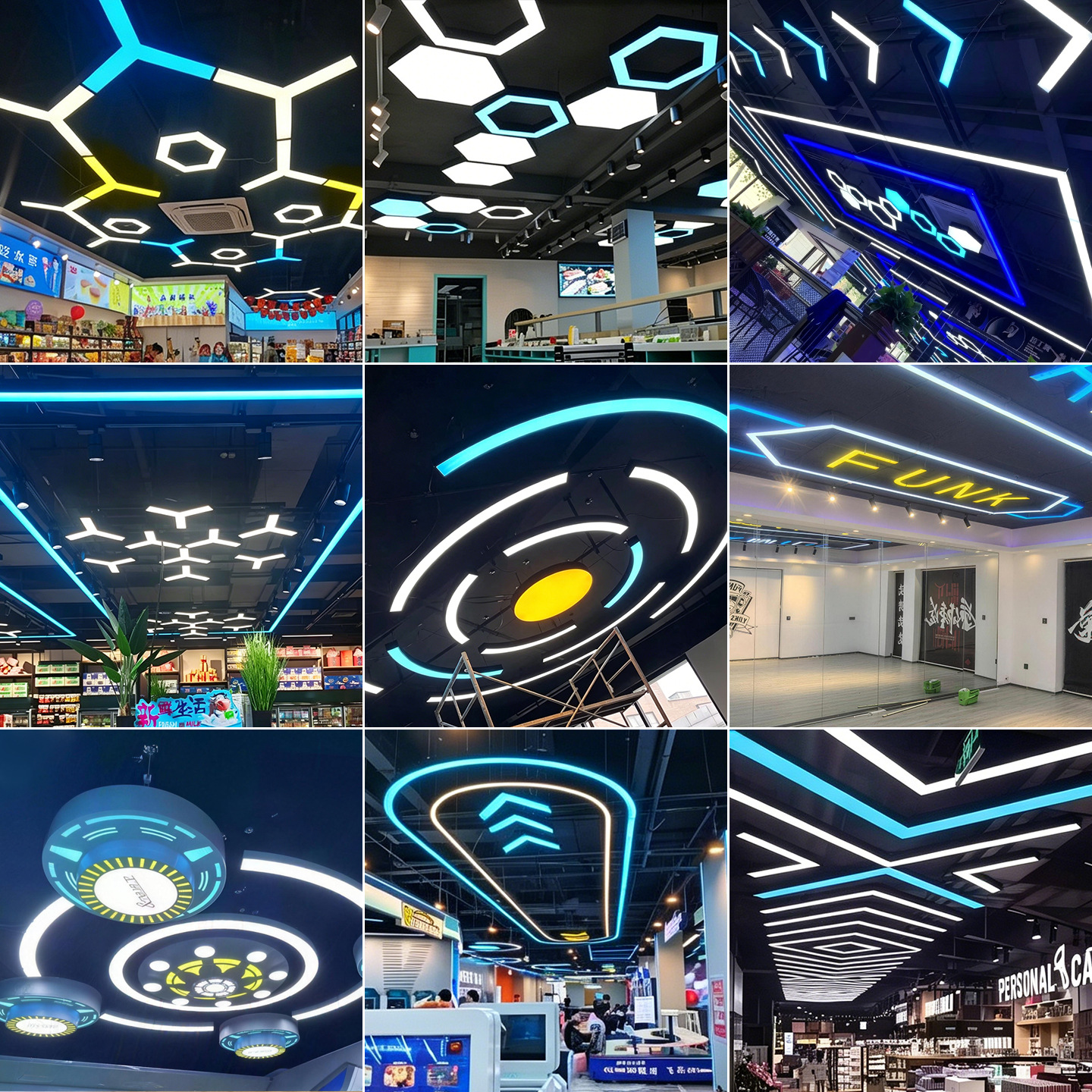 Modelado de luces videojuegos gimnasio salón de baile supermercado oficina tienda comercial creativa luces de forma especial personalizada image 1