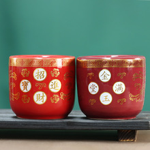 香炉拜祭祖先圆形香插蜡烛佛具祭祀家用摆件金玉满堂墓地家用供奉