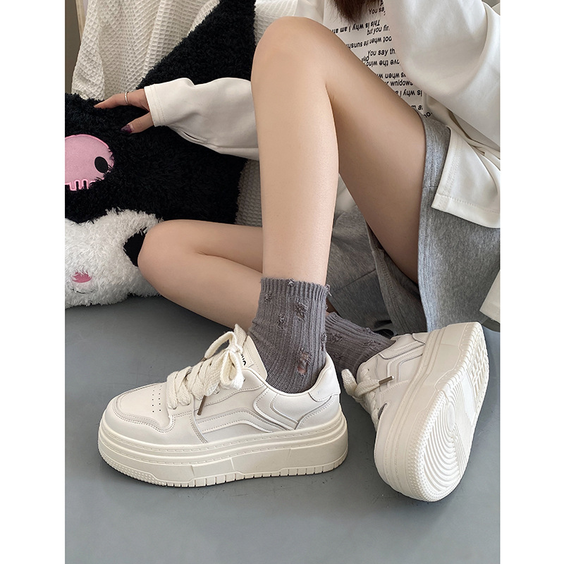 Queen Fan – chaussures de sport à semelles épaisses pour femmes, petites chaussures blanches, Style coréen, Cool Board, pour étudiantes, nouvelle collection automne/hiver 2022_voghion.com