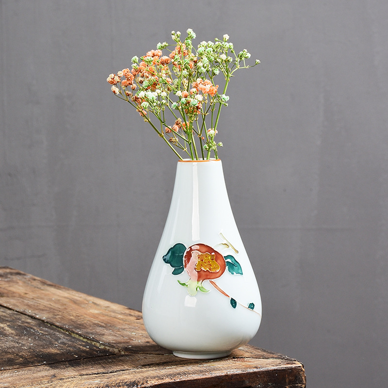 Pintado a mano pequeño florero arreglo de flores secas hecho a mano de cerámica decoración del hogar sala de estar decoración creativa simple moderno hidropónico