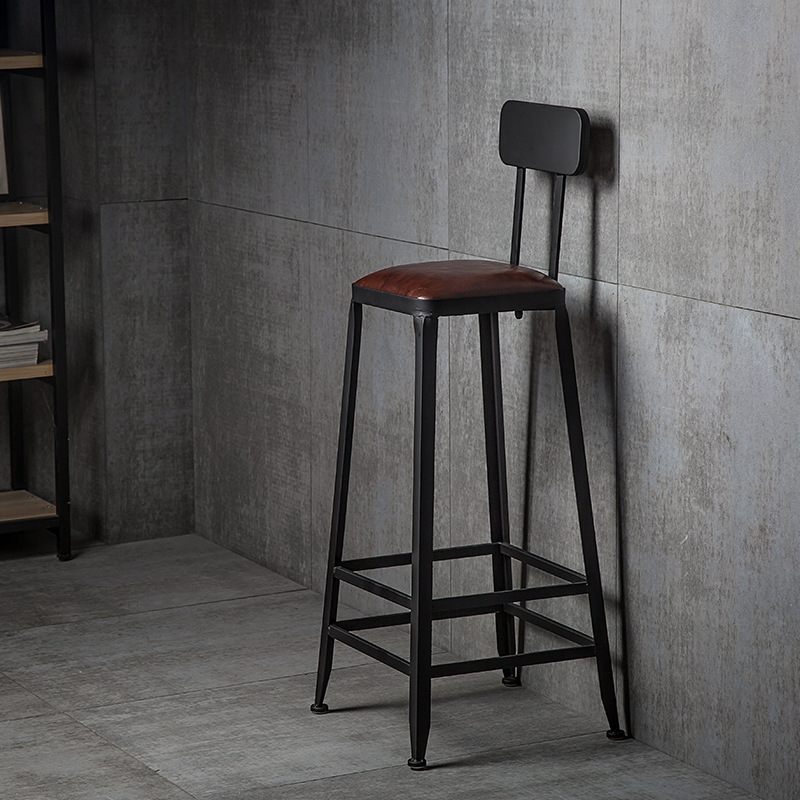 Silla de bar de lujo ligera de alta calidad taburete de hierro forjado respaldo de alta calidad café restaurante silla alta de bar image 4