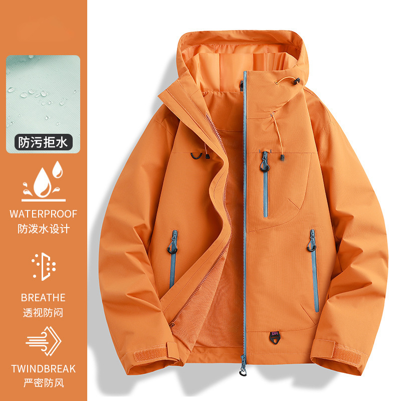 啄木鸟冲锋衣男女款新款三合一春秋冬户外防风防水登山服女士外套|undefined