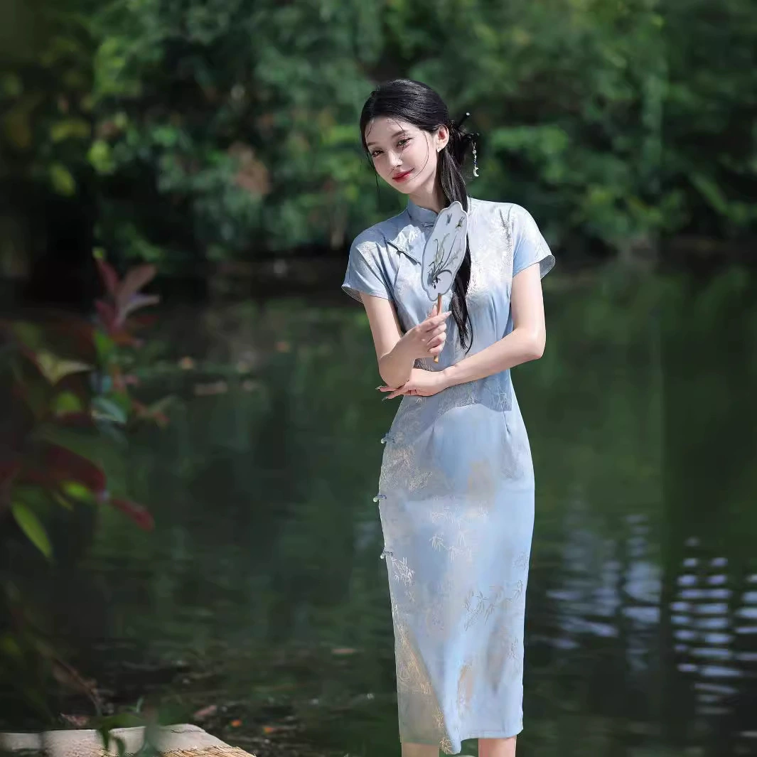 Chunxiao Классический сладкий и короткий рукав Cheongsam можно носить ежедневно