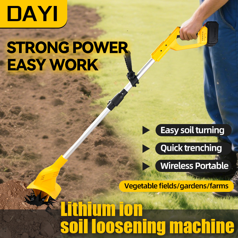 电动松土机跨境小型农用微耕机旋耕机 除草锂电草坪修剪机翻土机