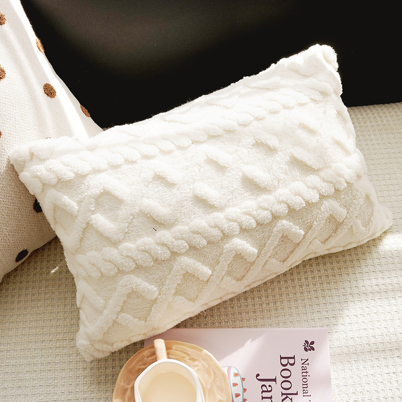 Funda de almohada individual de terciopelo blanco lechoso de 30 x 50 cm de largo