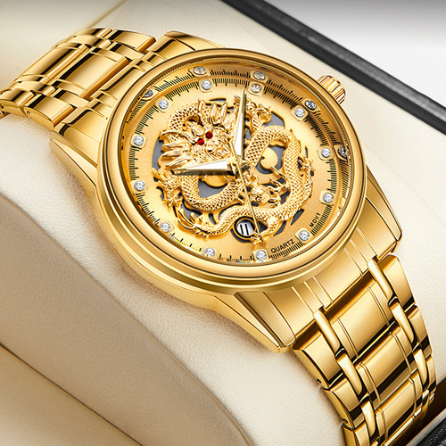 Branded men's watches, high-end gold dragon watches, men's steel straps, men's watches, quartz watches, wholesale waterproof watches, dropshipping