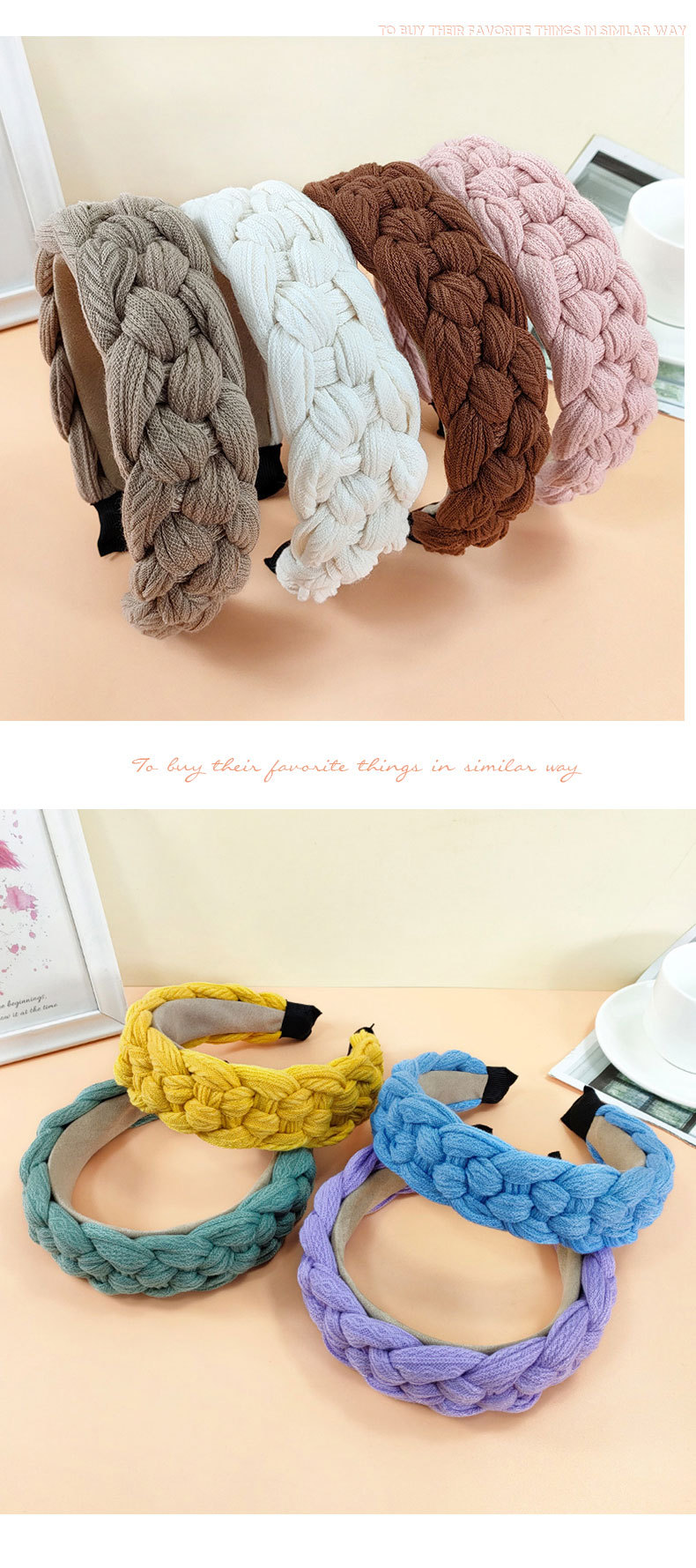 Knitting Braided Headband Solid Color Hairpin Warm Twist Headband display picture 3