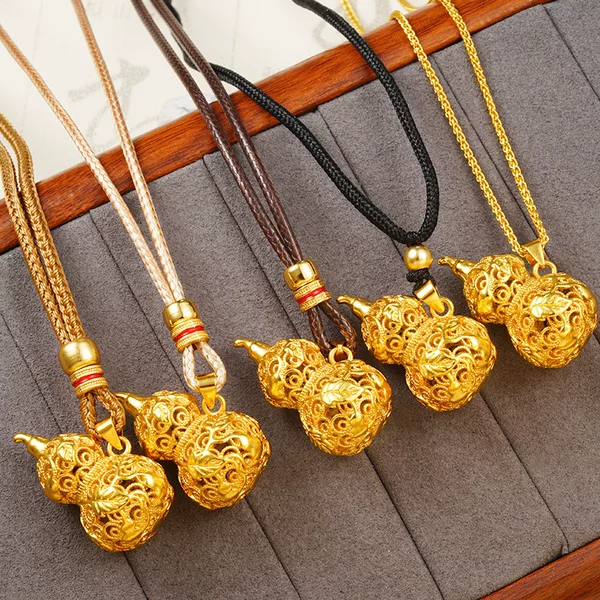 National Trend Filigree Hollow Gourd Necklace, Palace Style Vietnamese Sand Gold Pendant, Imitation Gold Jewelry That Won'T Fade Easily, Supply Source