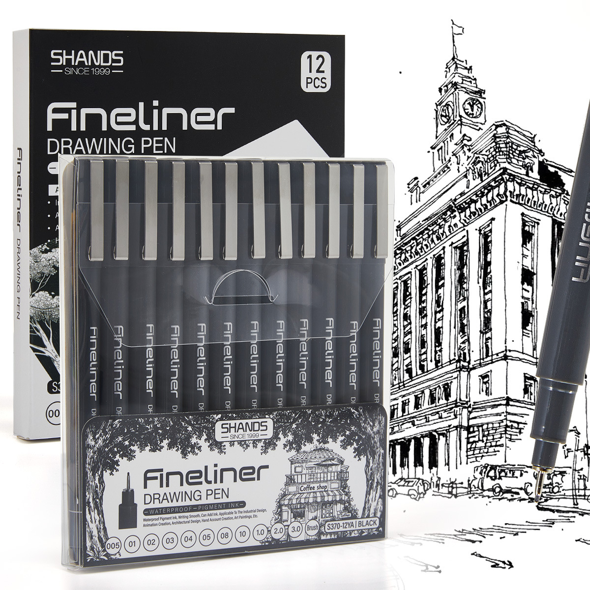 Popular Design Drawing Art Needle Pen Nail Artist Nail Art Black Outlining Pen Quick-Dry Waterproof Set