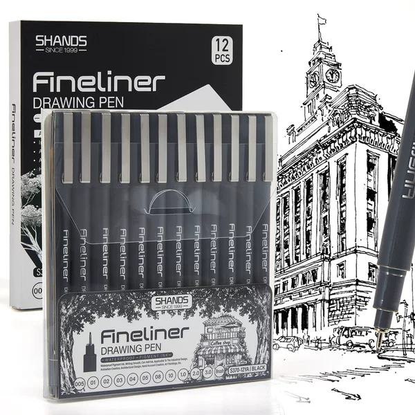 Popular Design Drawing Art Needle Pen Nail Artist Nail Art Black Outlining Pen Quick-Dry Waterproof Set