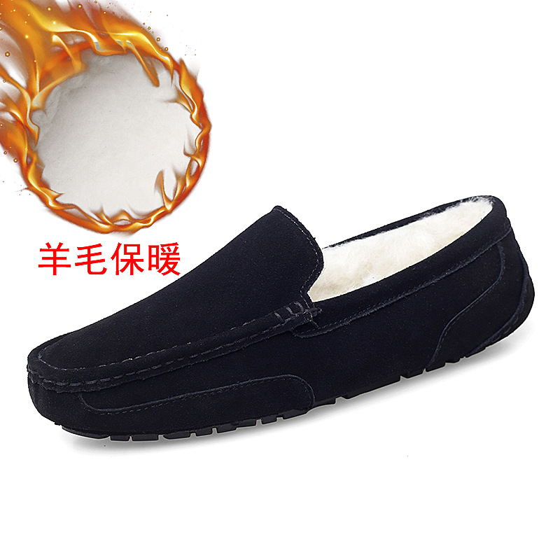 Transfronterizo más el tamaño de los zapatos de los hombres de moda casual forrado de lana caliente Otoño e Invierno ligero perezoso slip-on zapatos de conducción