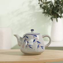 批发陶瓷手柄式大茶壶 复古手绘青花瓷耐高温泡茶壶升餐厅茶水家