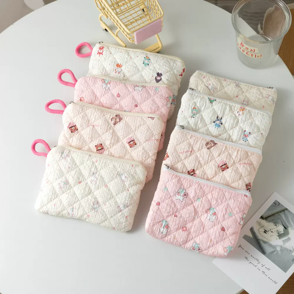 跨境供货卡通绗缝小废包多功能化妆包女零钱包韩版可爱收纳整理包