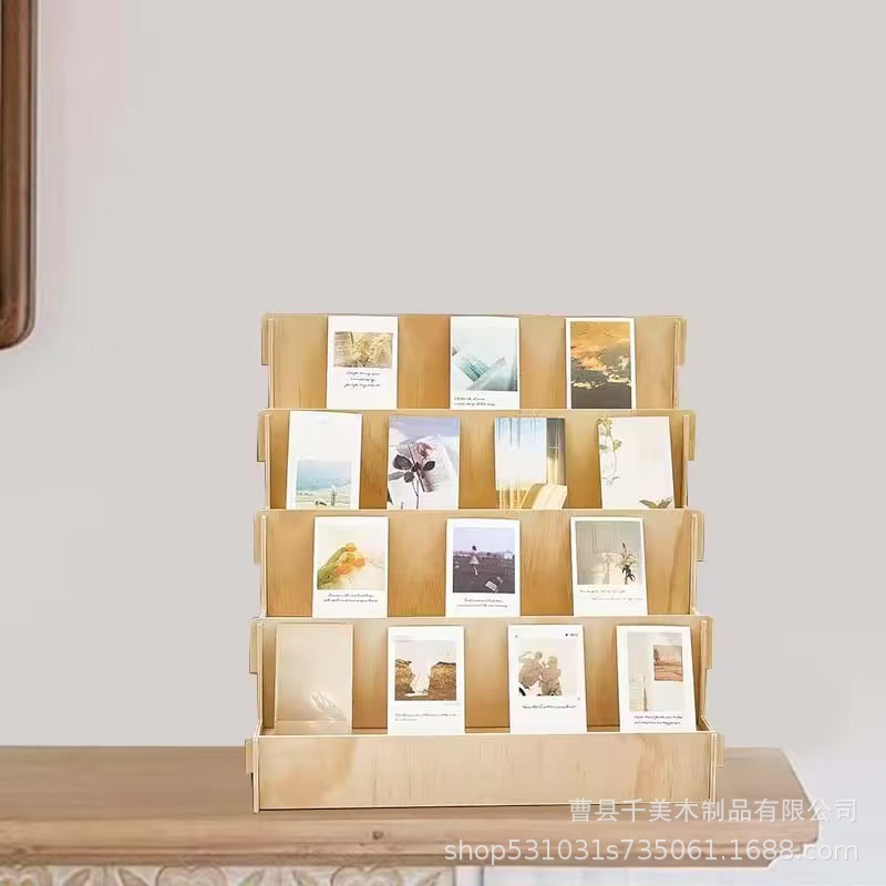 木制展示架文具收纳贴纸置物架工艺品贺卡收纳架零售展示木架