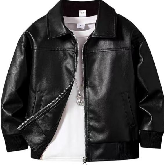 厂家直供男童装春秋季新款现货皮衣小立领皮夹克时尚 防风外套