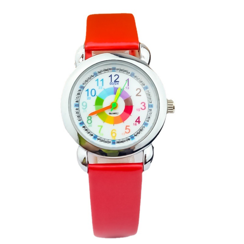 2021 nuevo reloj de cinturón para niños color palabra color anillo niños y niñas reloj de cuarzo
