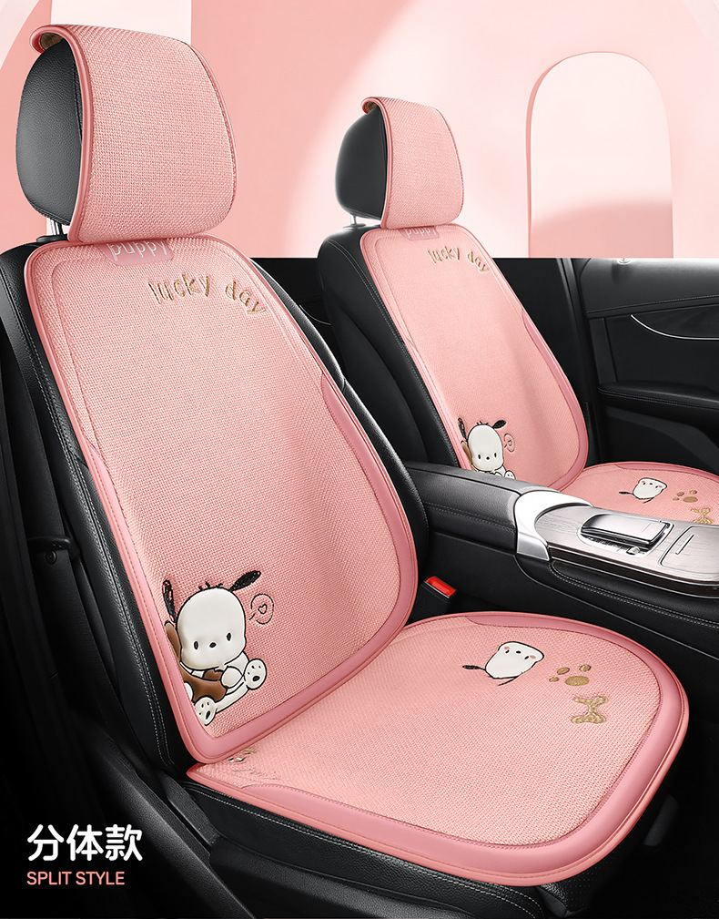 Car Seat Cushion for All Seasons, Cartoon Chunma Rear Three-Piece Car Seat Cushion, New Breathable Half-Pack Seat Cover for Women