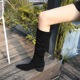 009-17 Vintage Knight Boots Winter Fashion Women's Boots Mid Heel Thick Heel Pointed Suede Wrinkled High Sleeve Boots