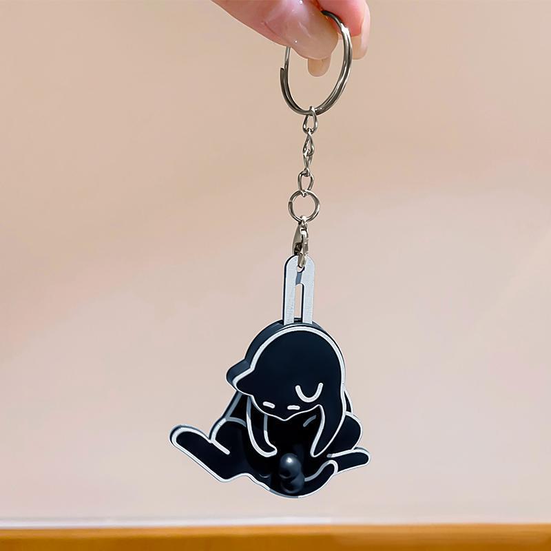 クリエイティブなプルアウトエッグキャットキーホルダーペンダント、キュートで面白いクリエイティブな漫画の猫バッグペンダント、バックパックペンダント|undefined