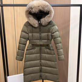 正确版本M家25FW新款中长女款超大动物毛领腰带收腰羽绒服百搭INS