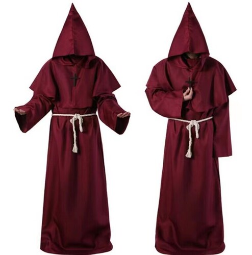 Halloween cosplay medieval monk's robe, monk's robe, wizard's robe, priest's robe, COS costume stage costume