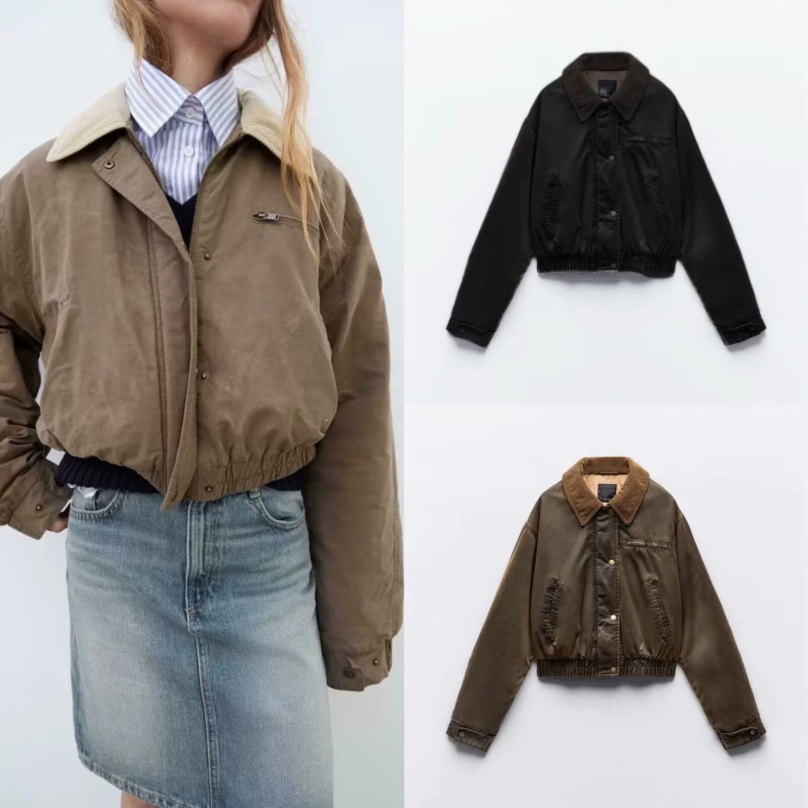Демисезонная утепляющая куртка, кроп bomber европейский стиль, размеры XS–L