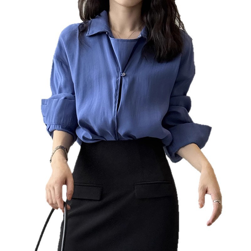 现货厂家批发 气质垂感长袖衬衫女 设计感套头 上衣小衫 新款|undefined