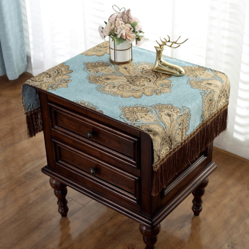 美式奢华床头柜盖巾欧式床头柜盖布防尘罩套边柜鞋柜多用巾布艺