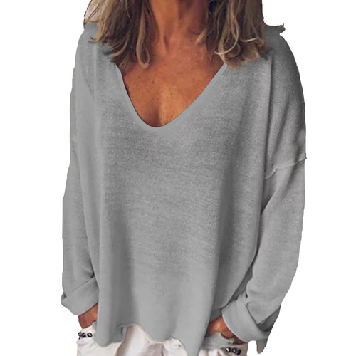 2026 Bestselling U-neck Long-sleeve Women's Top Spring Bestselling Elegant Solid Color Versatile T-shirt for Women