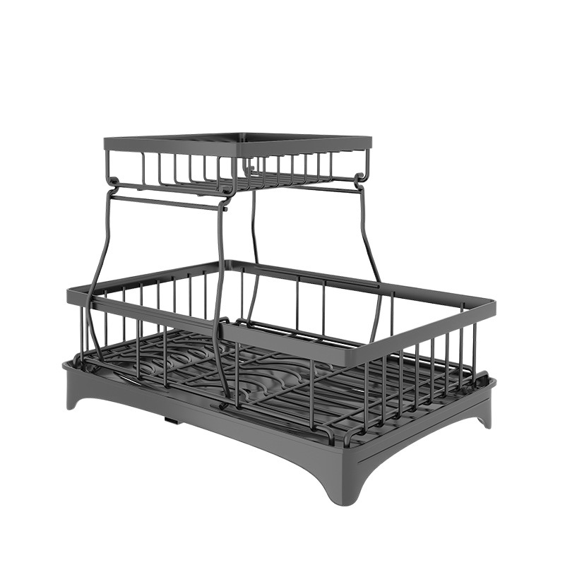 Encimera estante para platos con bandeja de agua palillos titular de la taza de agua estante del fregadero de la cocina estante de una sola capa de doble capa estante de drenaje del plato