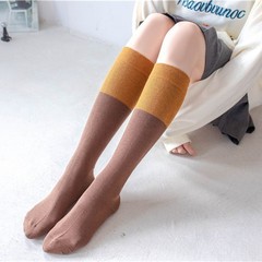 Socks Women's Leggings Socks Net Splicing Street JK Day Middle Long Socks Color Matching Knee-high Pile Girls Student Trendy Pure Cotton Spring 