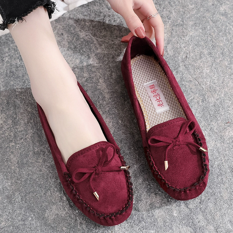 Старая пекинская обувь из ткани женская обувь бобовая обувь плоская подошва полиуретановая одиночная обувь дикая сетка обувь черная повседневная рабочая женская обувь