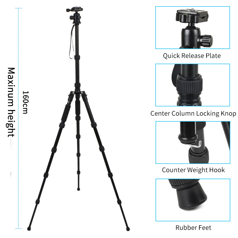 Fotografía digital SLR trípode panorámica PTZ soporte de cámara móvil monopod Cámara inversa plegable trípode